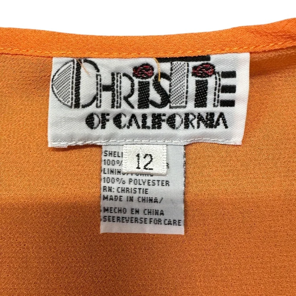 NWT Christie Of California 3 Piece Skirt Suit Set Womens 12 Orange Beaded Floral